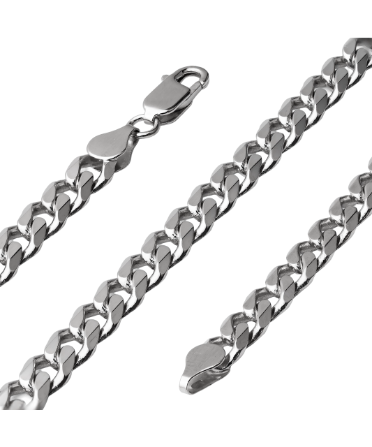 Якорная цепочка из родированного серебра "Curb" 6.9mm