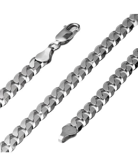 Якорная цепочка из родированного серебра "Curb" 6.7mm