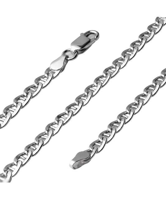 Sterling silver chain plated with rhodium "Marina" 4.1mm