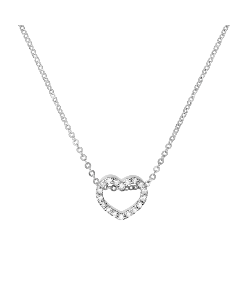 White gold chain with diamond pendant "heart"