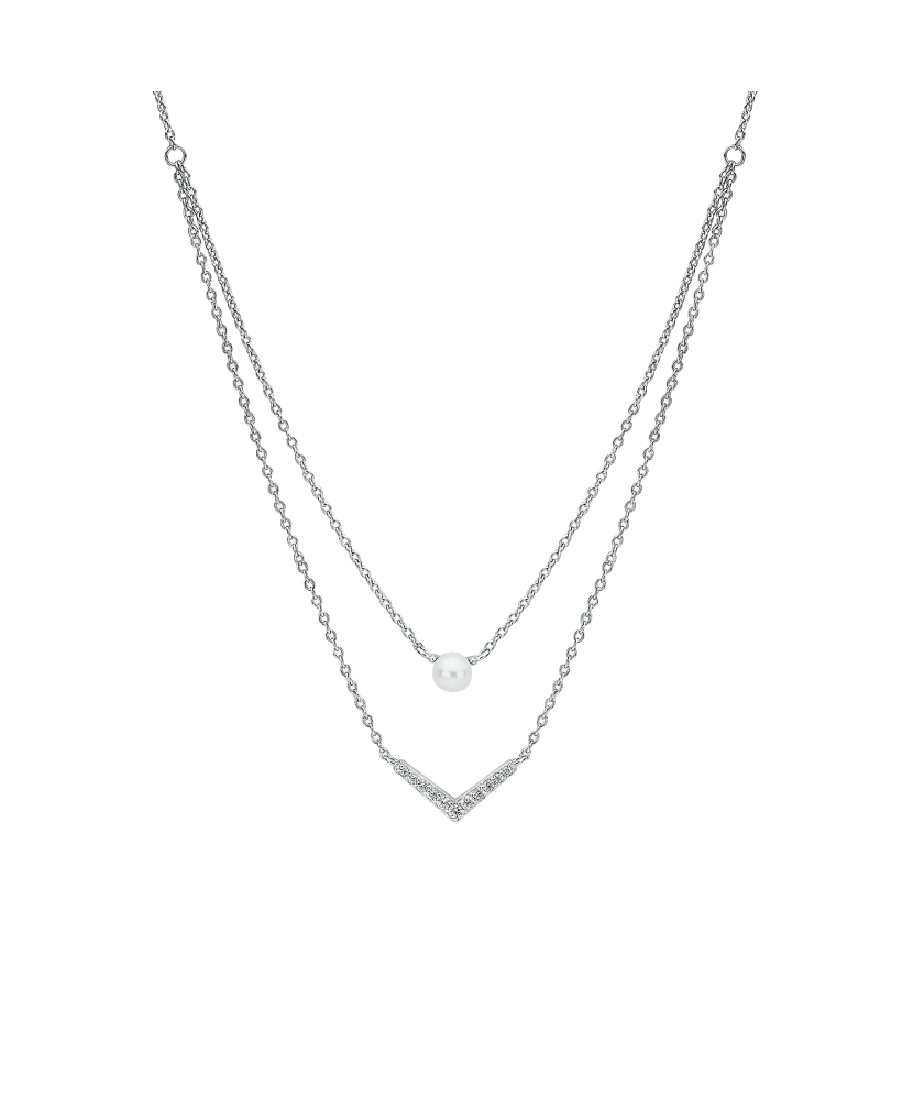 Sterling silver chain with pearl and zirconium