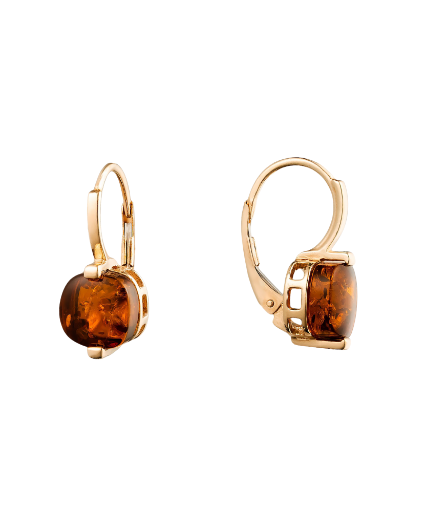 Gold earrings with amber