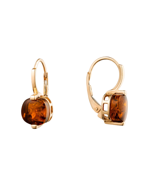Gold earrings with amber