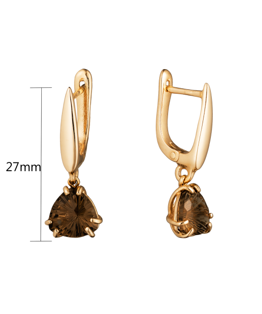 Gold earrings with smokey quartz