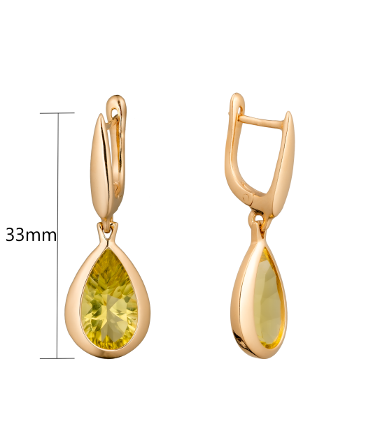 Gold earrings with quartz