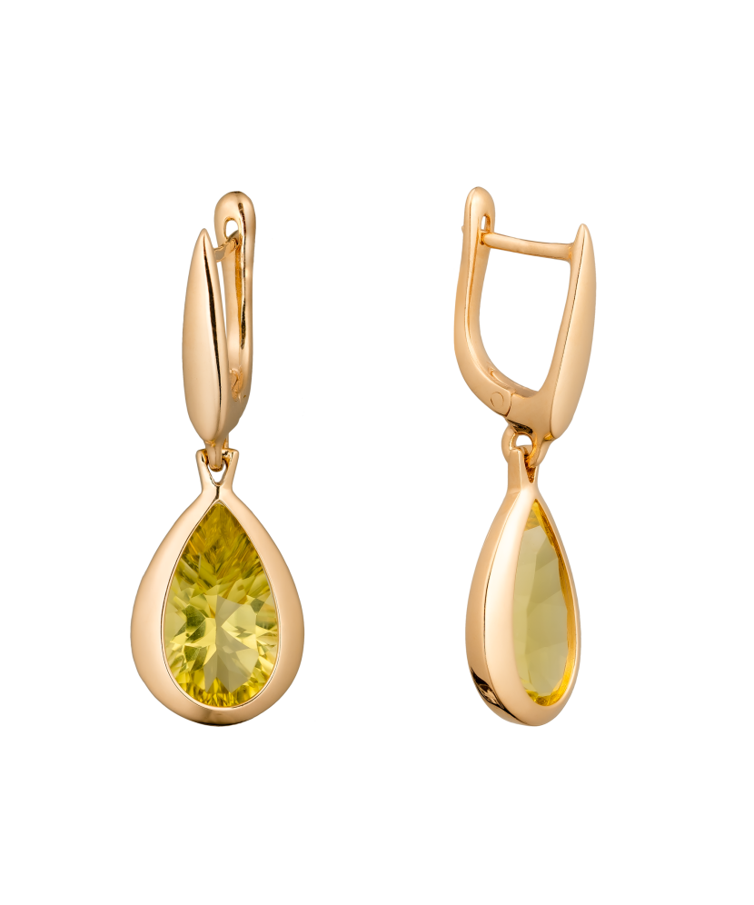 Gold earrings with quartz Gold earrings with quartz