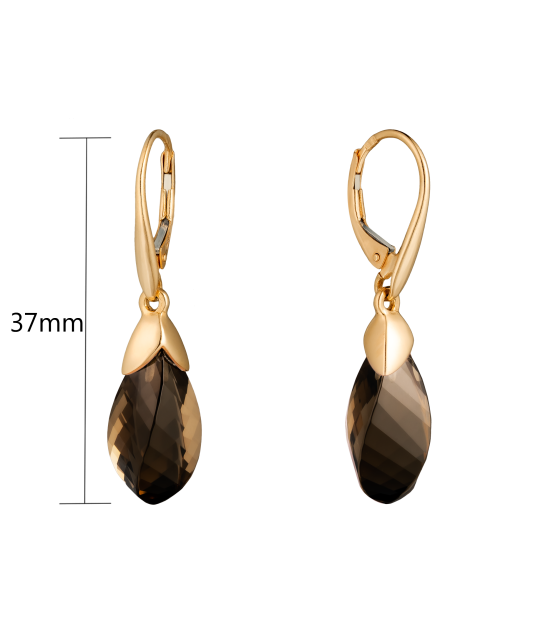 Gold earrings with smokey quartz