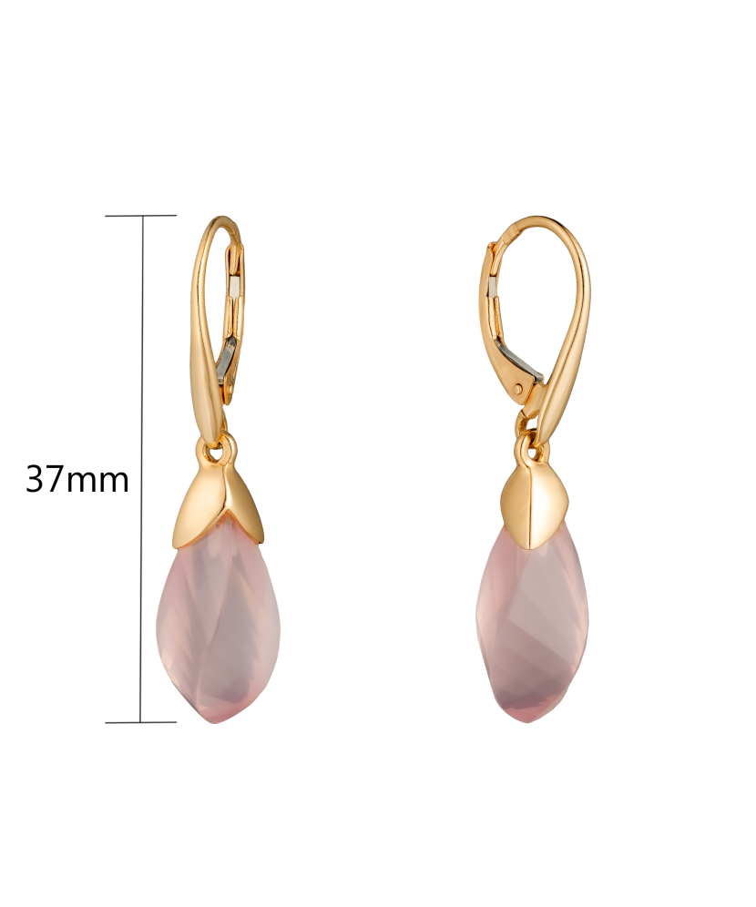 Gold earrings with rose quartz Gold earrings with rose quartz