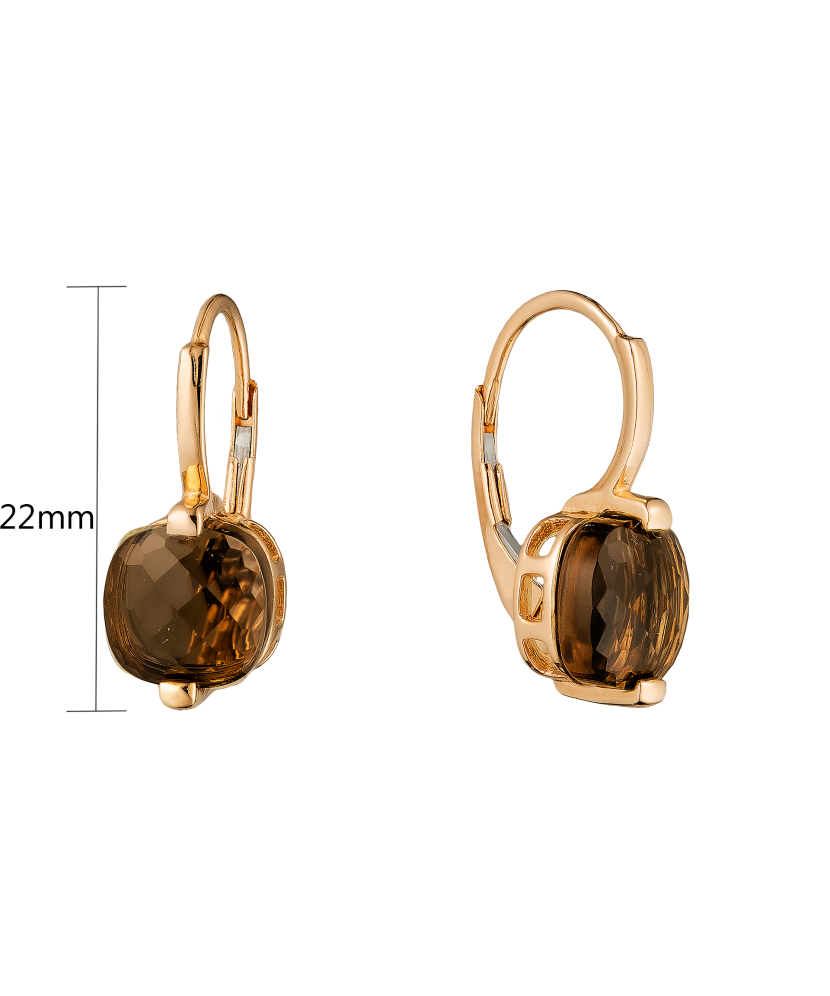 Gold earrings with smokey quartz