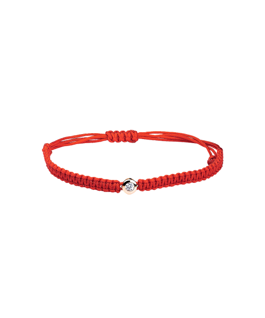 Red string bracelet with gold zirconia pendant