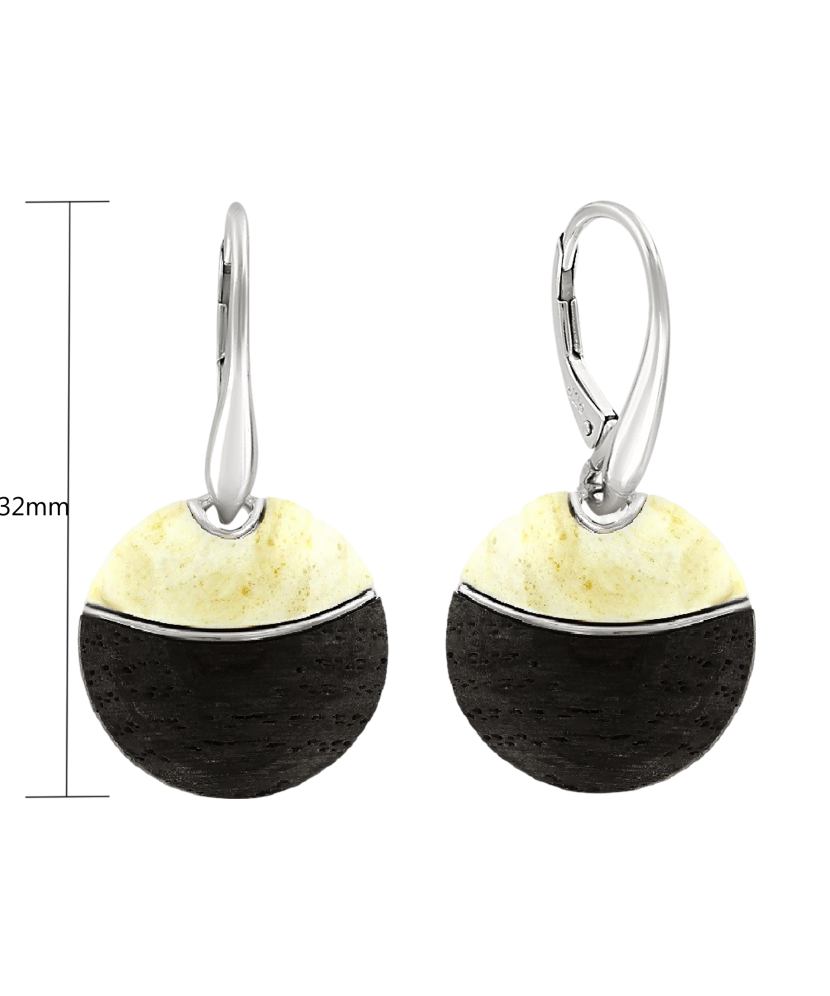 Серьги из серебра с янтарём  и дерево Серьги из серебра с янтарём  и дерево