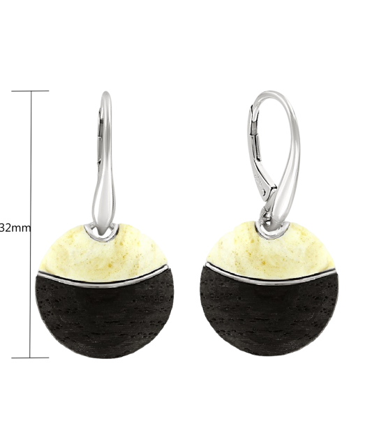 Sterling silver earrings with ambers and wood