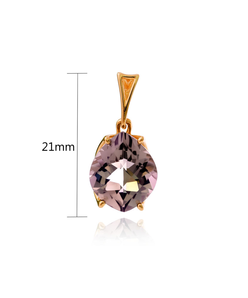 Золотой кулон/подвеска с дымчатым кварцем