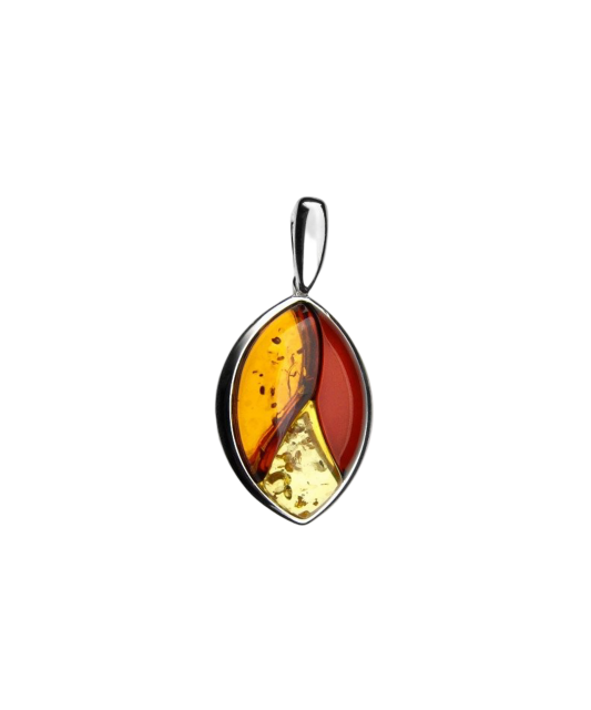 Sterling silver pendant with ambers