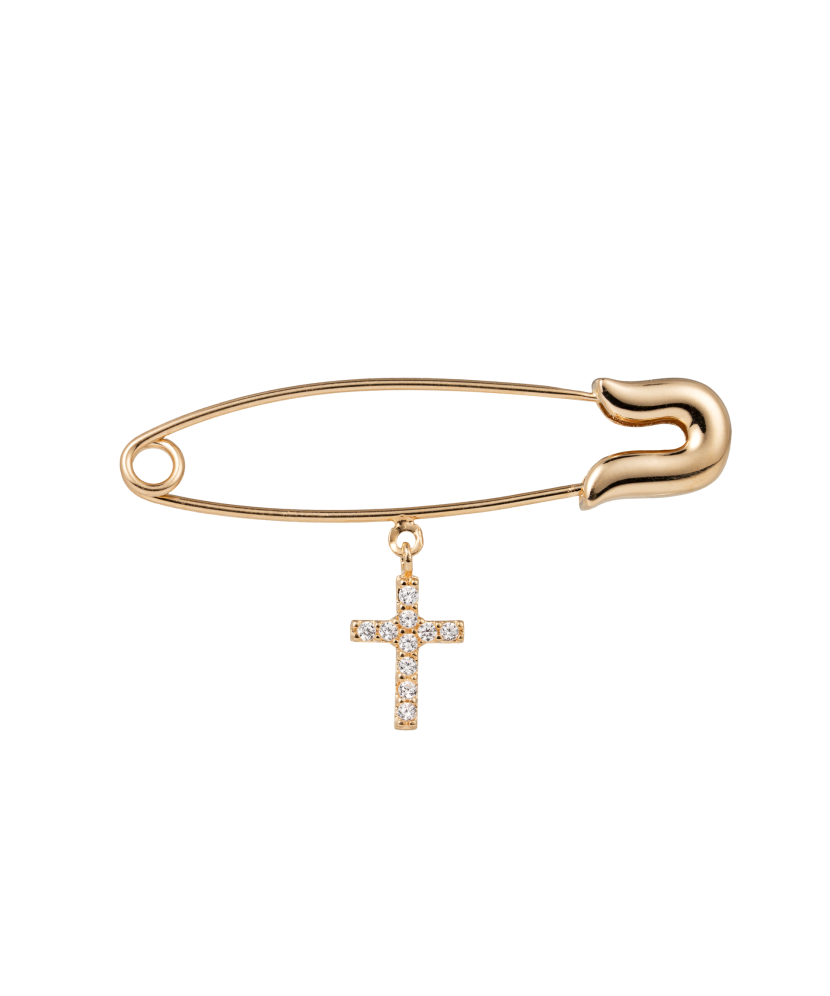 Золотая брошь с цирконами