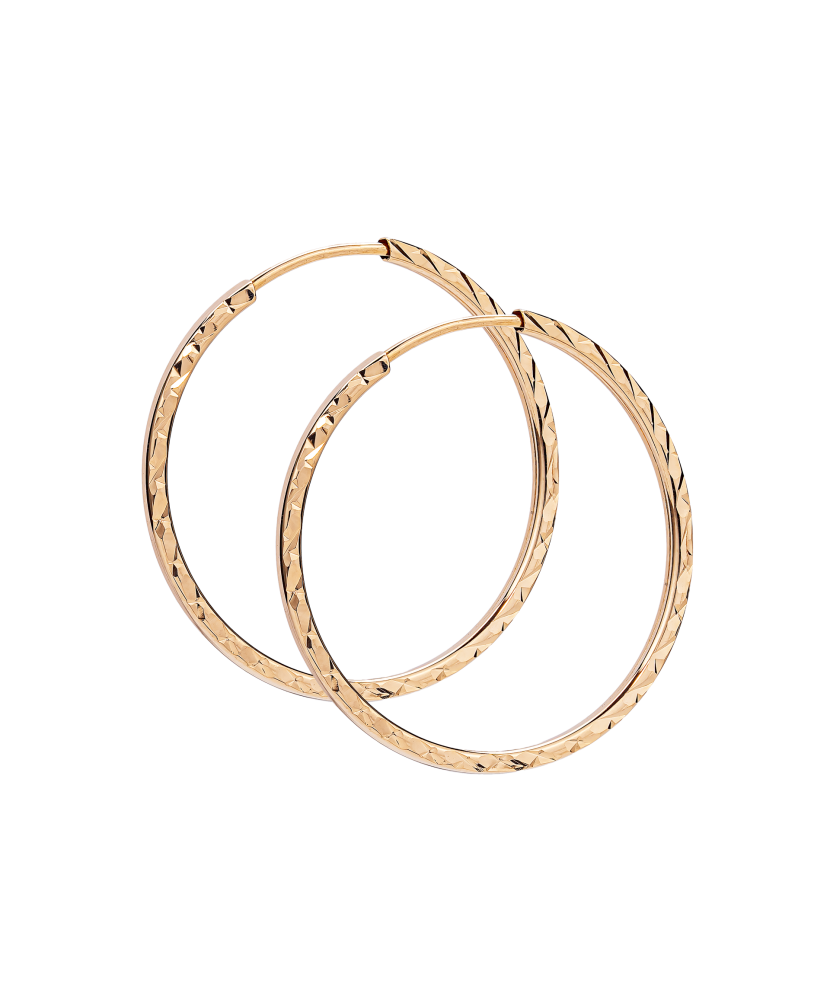 Gold engraved hoop earrings 22mm
