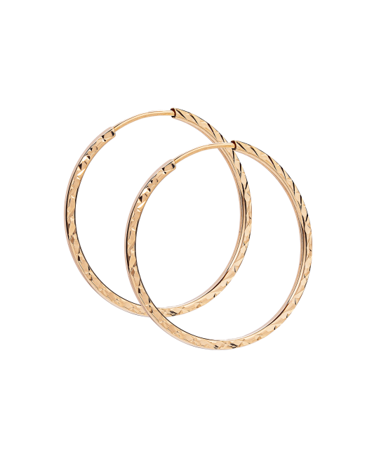 Золотые серьги конго (кольца) с гравировкой 22mm