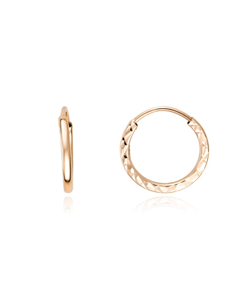 Золотые серьги конго (кольца) с гравировкой 13mm