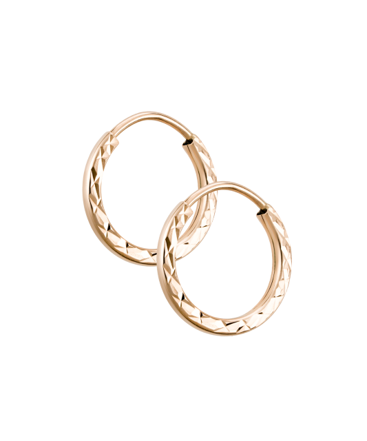 Gold engraved hoop earrings 13mm