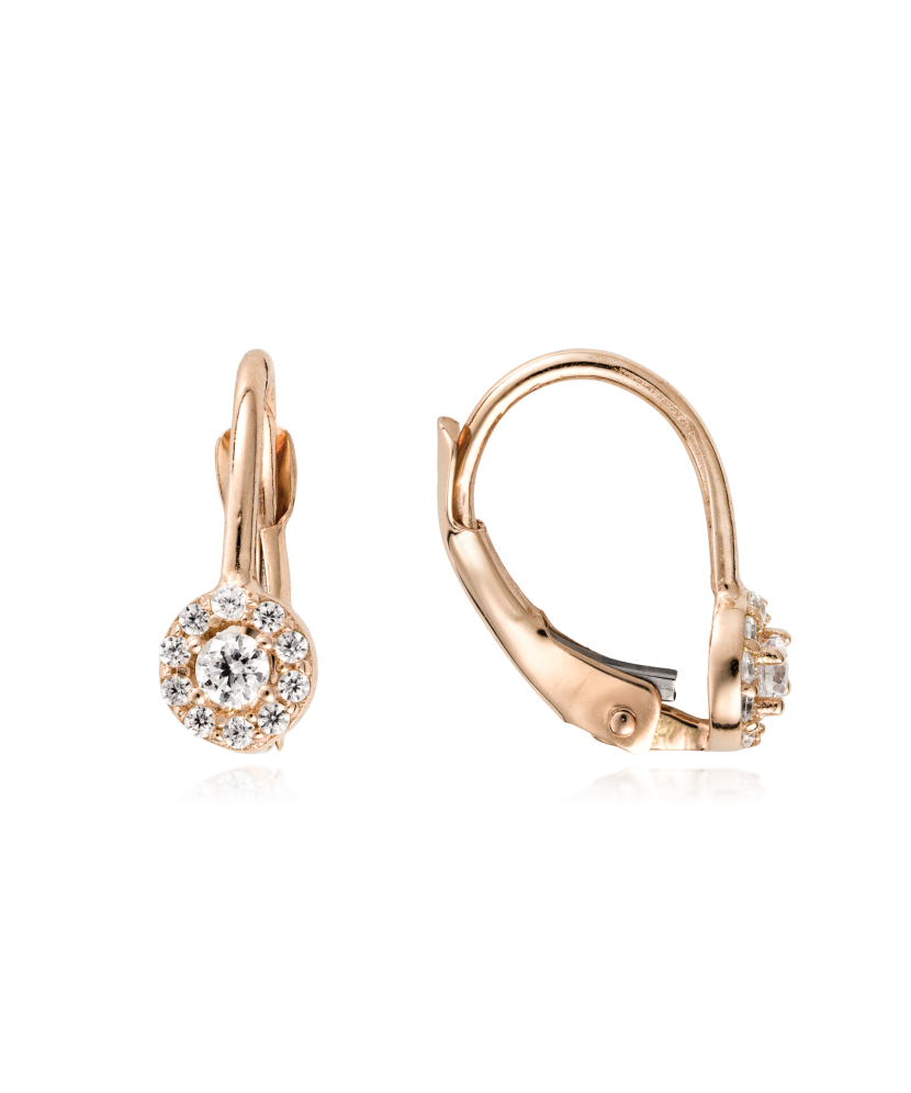 Gold earrings with zircons