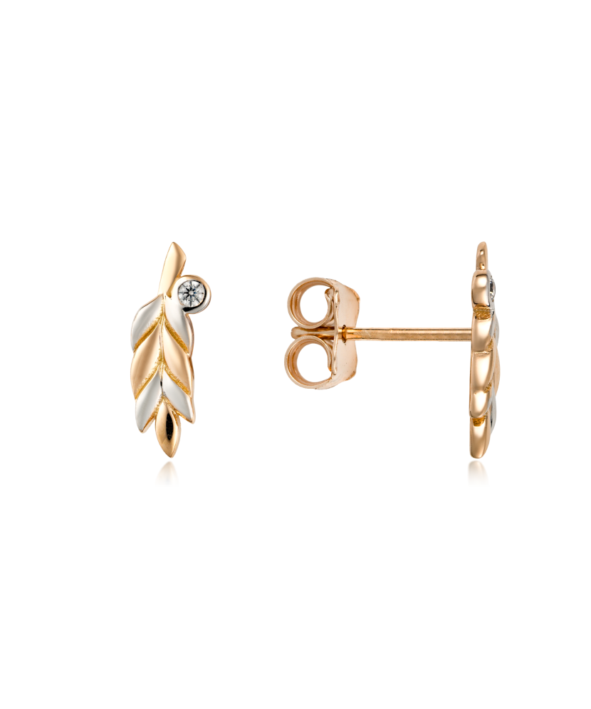 Gold earrings with zircons