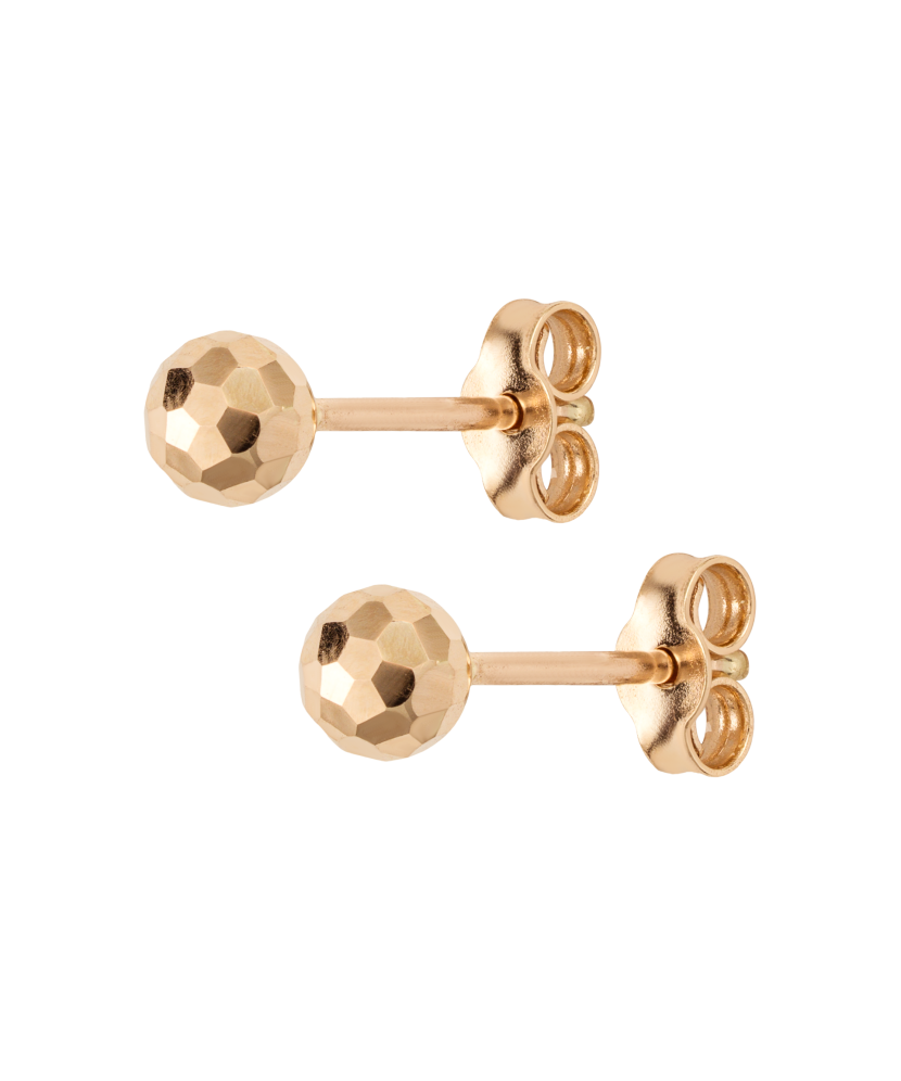 Engraved Gold  Earrings "Bubbles" 4mm