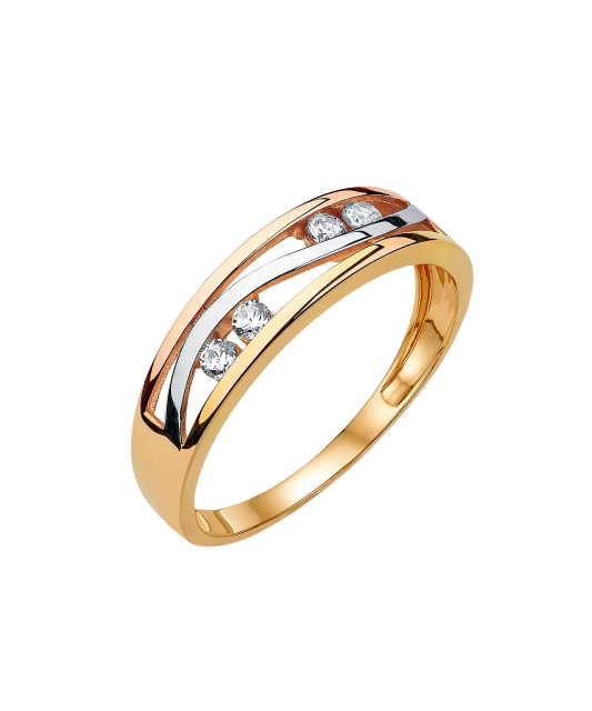 Yellow Gold ring with zircons
