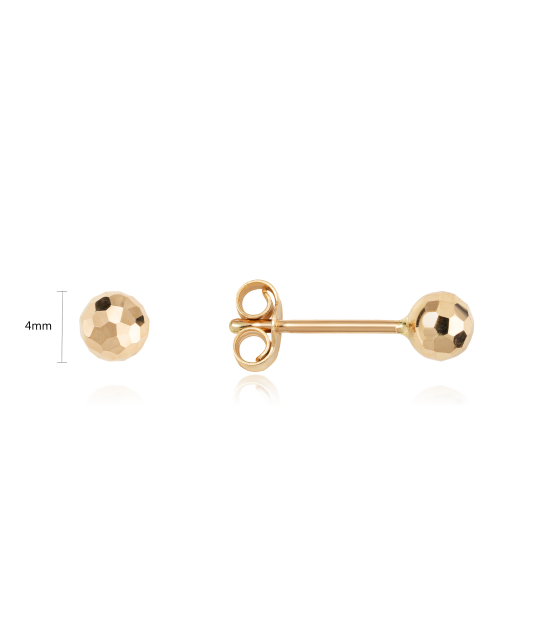 Engraved Gold  Earrings "Bubbles" 4mm