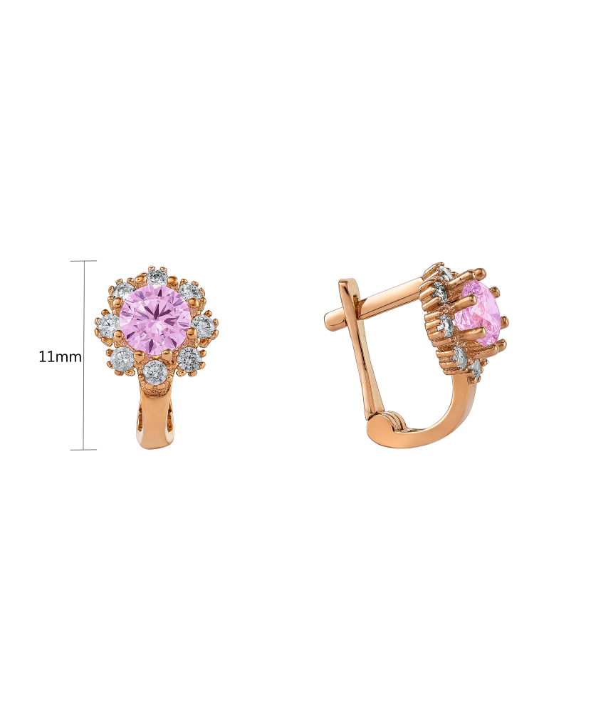 Gold earrings with zircons