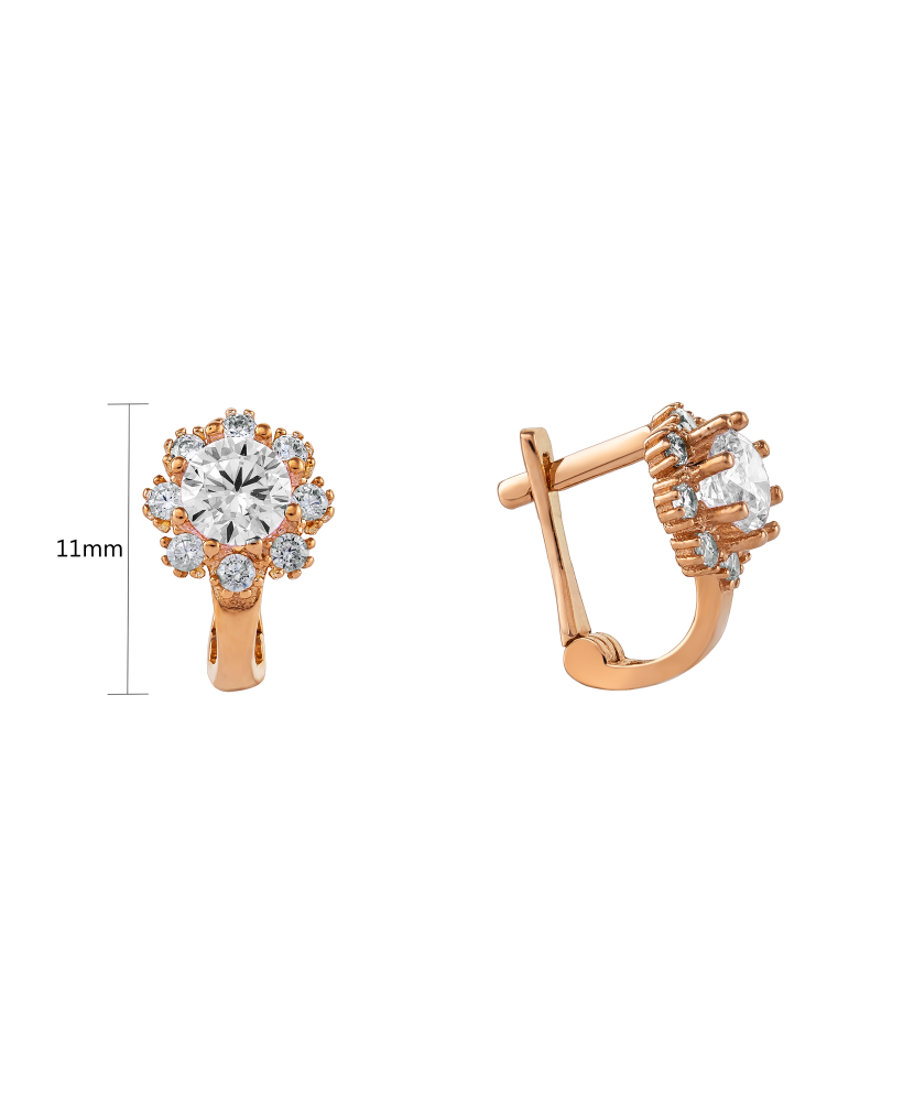 Gold earrings with zircons