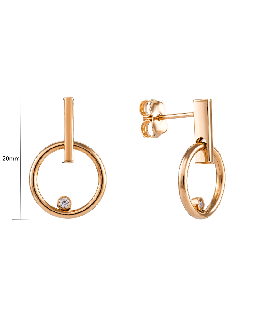 Gold earrings with zircons