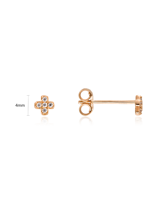 Gold earrings with zircons