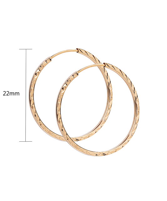 Gold engraved hoop earrings 22mm