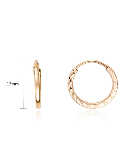 Золотые серьги конго (кольца) с гравировкой 13mm