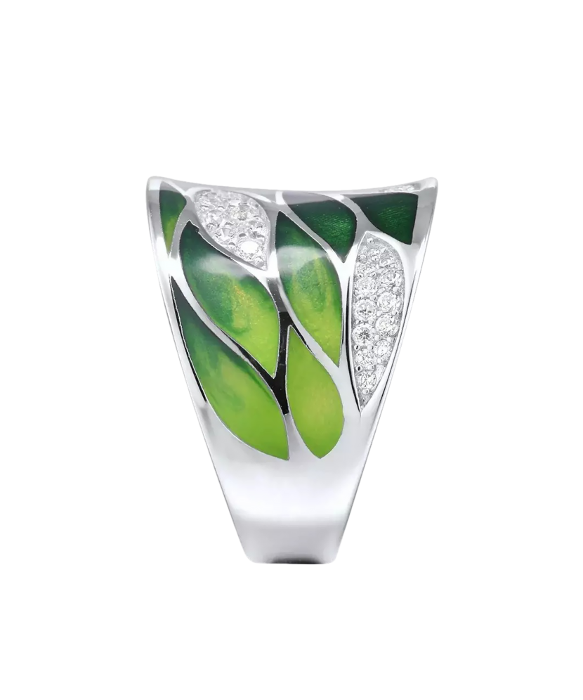 Кольцо из серебра с эмалью и фианитами