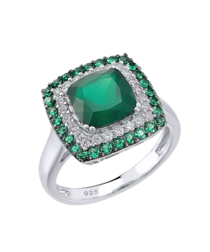 Sterling silver ring with zircons and spinels Sterling silver ring with zircons and spinels