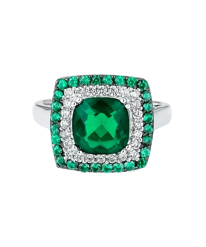 Sterling silver ring with zircons and spinels Sterling silver ring with zircons and spinels