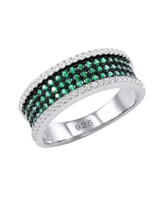 Sterling silver ring with zircons and spinels