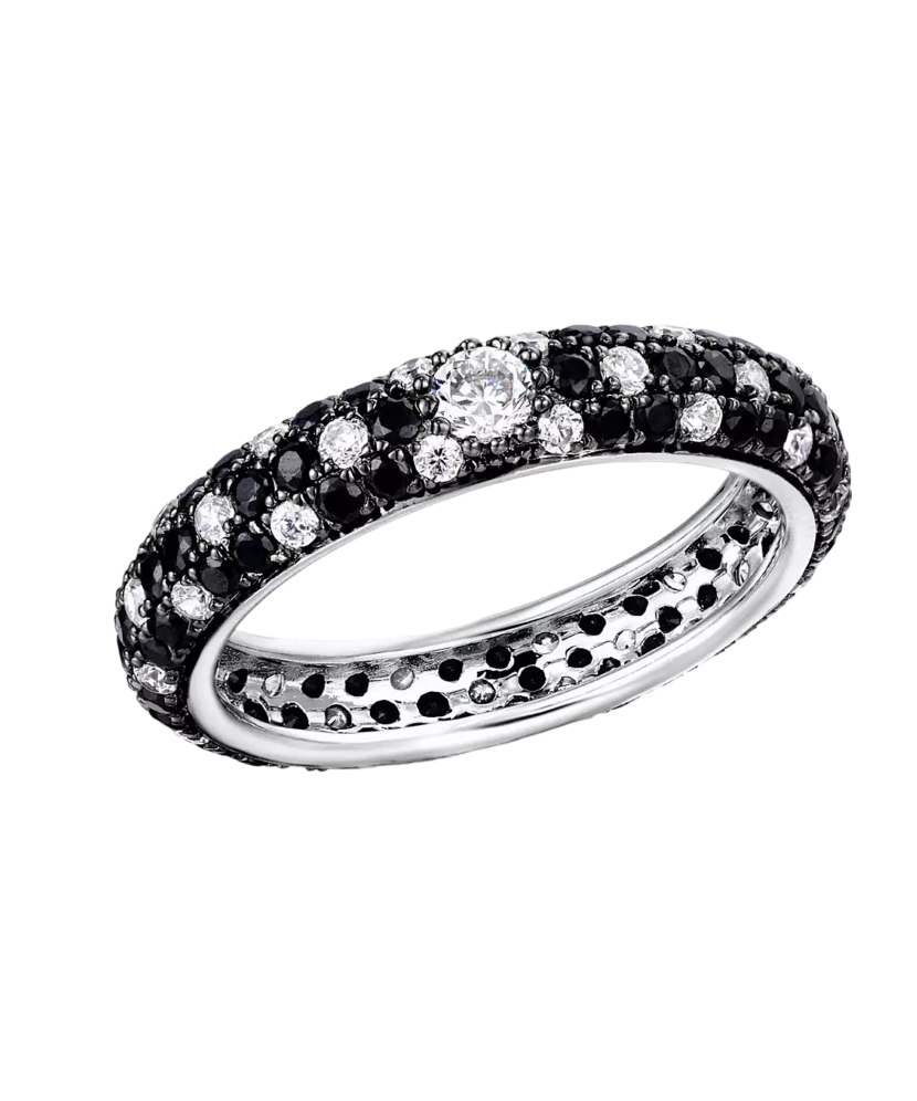 Sterling silver ring with zircons and spinel