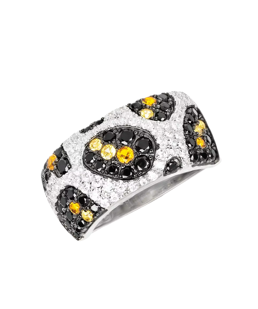 Серебряное кольцо со шпинелями и цирконами Серебряное кольцо со шпинелями и цирконами