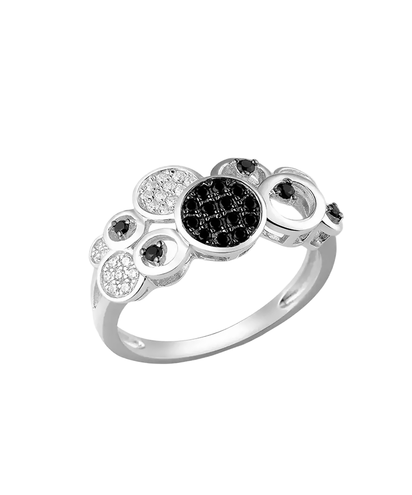 Sterling silver ring with zircons and spinels