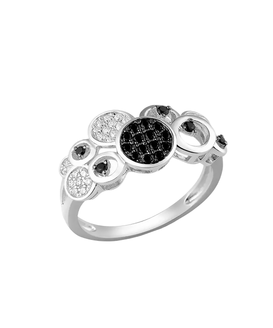 Sterling silver ring with zircons and spinels