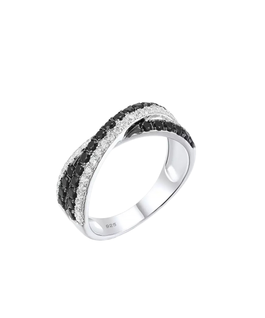 Sterling silver ring with zircons and spinels