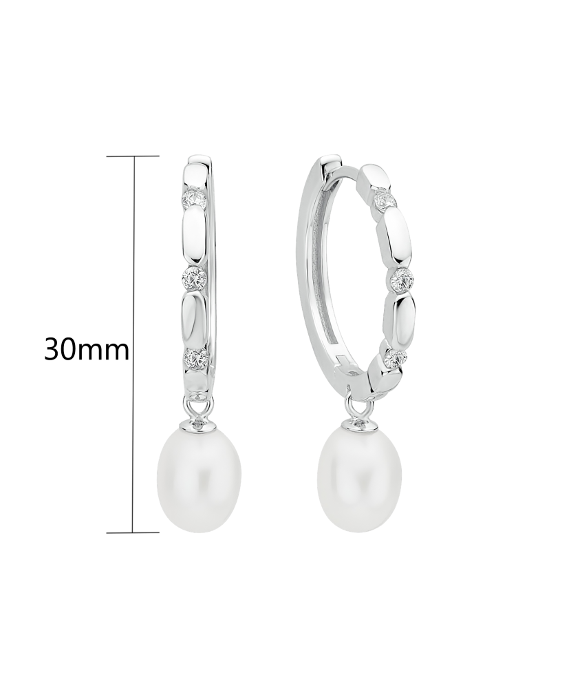 Серьги из серебра с жемчугом и цирконами Серьги из серебра с жемчугом и цирконами