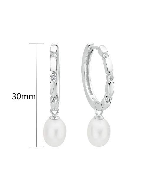 Sterling silver earrings with pearls and zircons