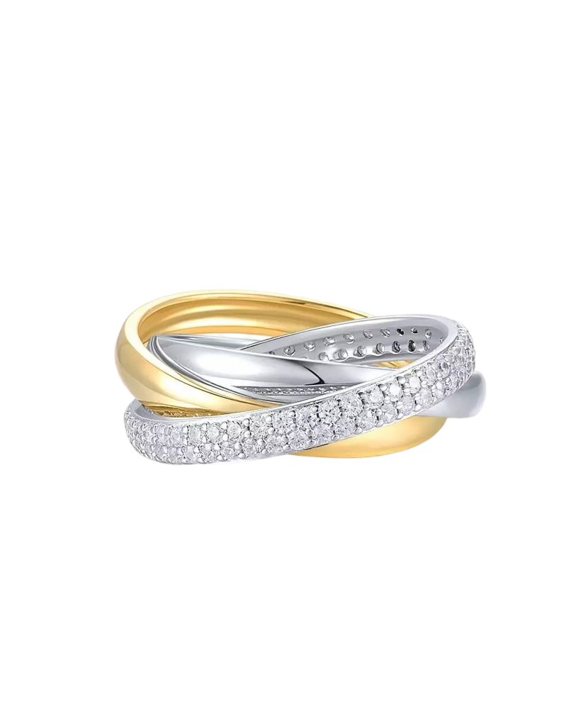 Кольцо из золочёного серебра с фианитами