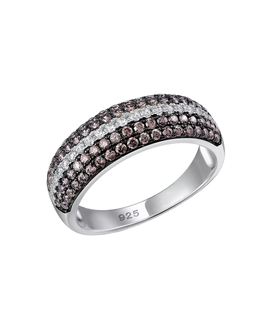 Sterling silver ring with zircons and spinels