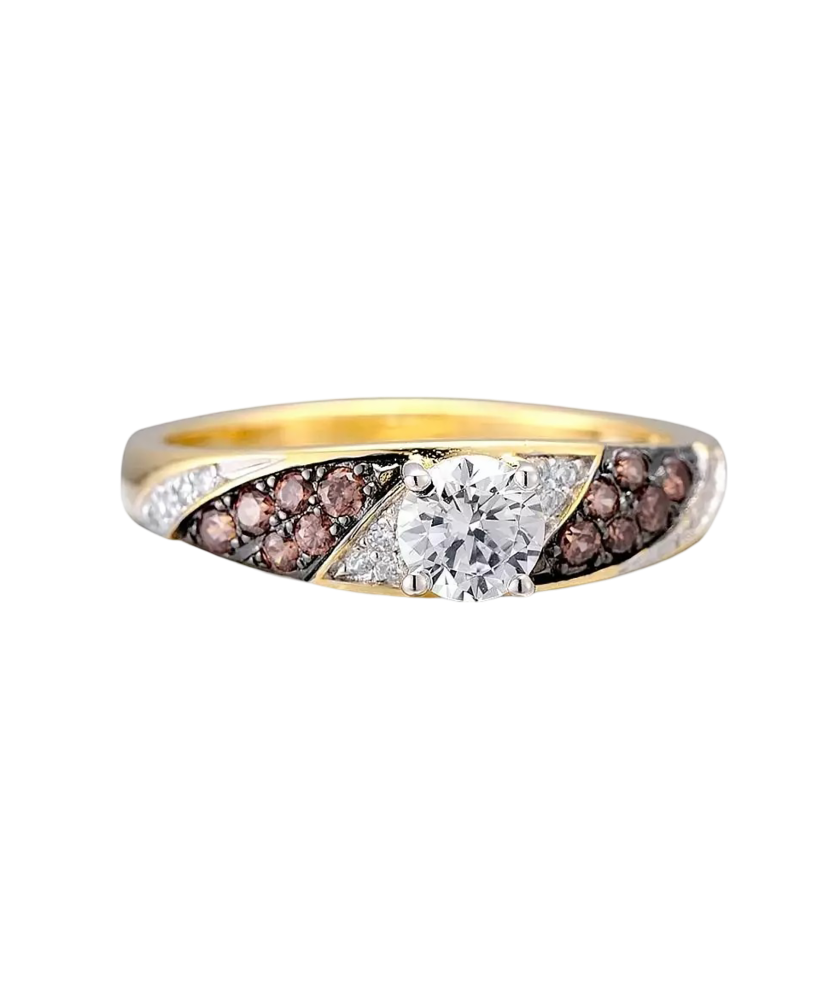 Gilded Sterling silver ring with quartz and zircons