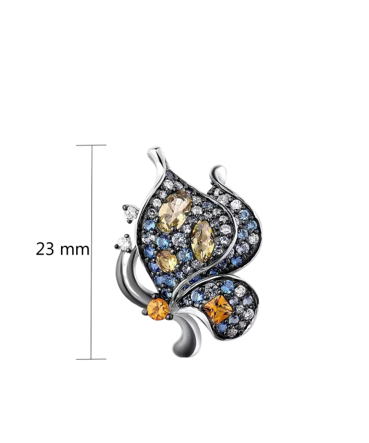 Sterling Silver pendant with spinels and zircons "butterfly"