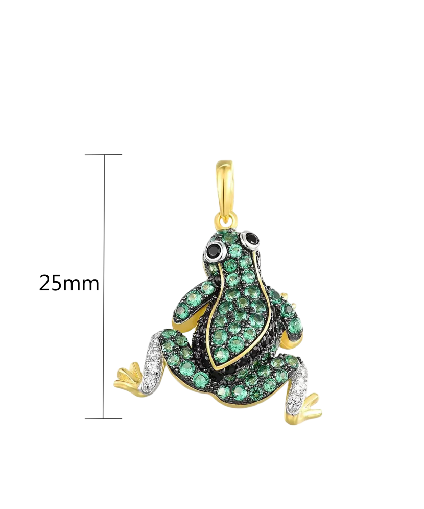 Кольцо из золочёного серебрасо шпинелями и фианитами "Лягушка"